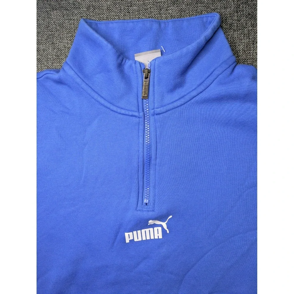Puma Men's Large Sweatshirt Blue Quarter Zip Pullover Performance Golf Sweater - Picture 2 of 8